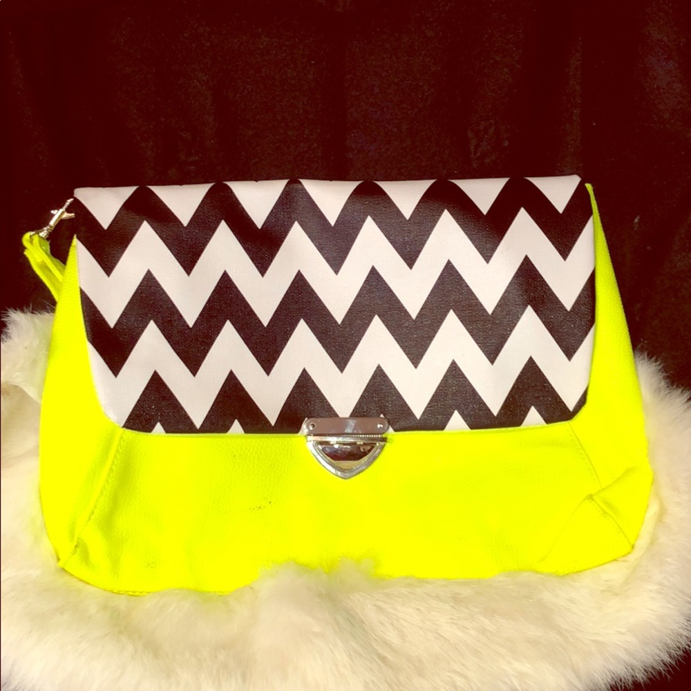 Large Limelight green Aztec clutch